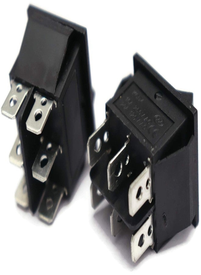 إلكترونيك سبايسس مفتاح تشغيل إلكتروني أسود اللون، ثنائي القطب ثنائي الرمية، ثلاثي الأوضاع (تشغيل-إيقاف-تشغيل)، 16 أمبير، 250 فولت تيار متردد / 20 أمبير، 125 فولت تيار متردد، مفتاح طاقة متين بستة أوضاع، مناسب للسيارات والقوارب والشاحنات، عبوة من 5 قطع - Image 2